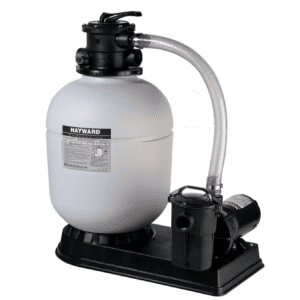 A Hayward W3S166T1580S ProSeries Sand Filter 16 In., 1 HP System for Above-Ground Pools with a pump.